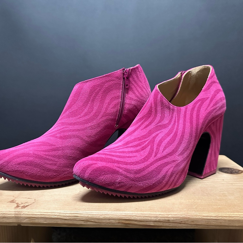 John Fluevog Vibrant Pink Heeled Boots